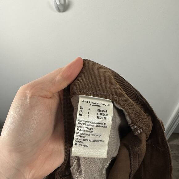 American Eagle Low Rise Skater Jeans Brown Corduroy Baggy Y2K Womens 6 - Picture 8 of 10